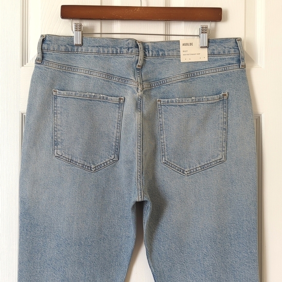 Agolde Riley Bitter High Rise Straight Leg Cropped Button Fly Jeans 32 - Picture 5 of 16